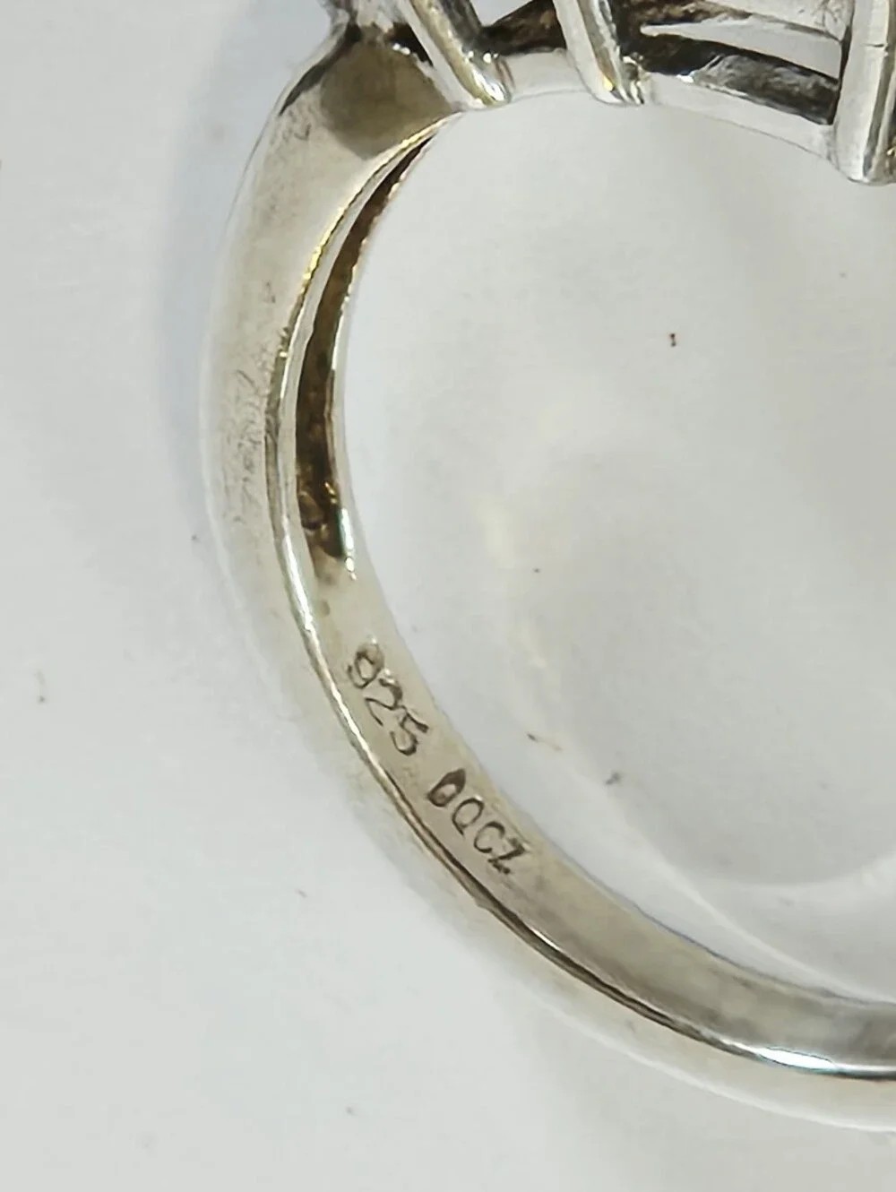 Vintage Sterling Silver 925 Princess Trillion Cut Cubic Zirconia Engagement Ring